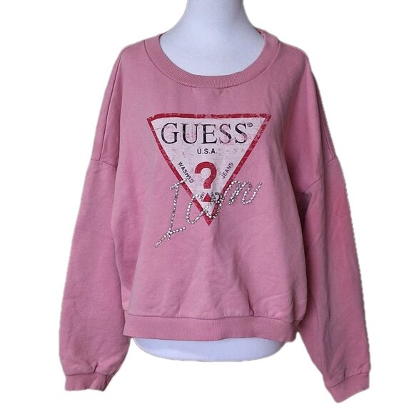 GUESS ICON PINK SWEATSHIRT SIZE LARGE - Picture 2 of 7